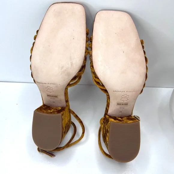 Loeffler Randall Renee-VL Knot Heel Velvet Sandal Ochre Women 6.5B Anthropologie - Picture 9 of 11